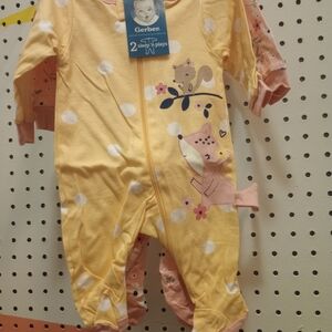 Gerber Yellow and Pink Animal Print Footie